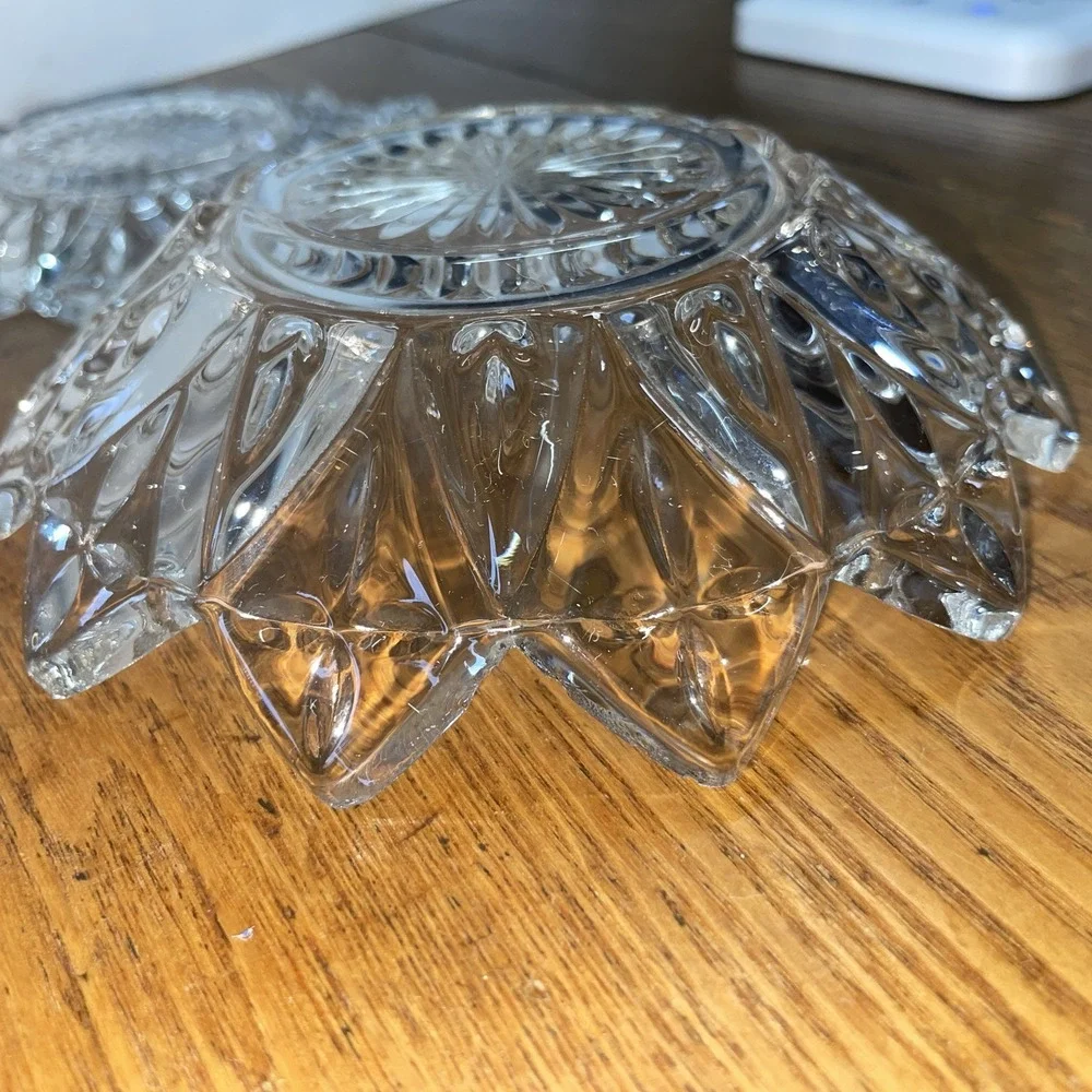 1960s Vintage Clear Federal Glass Petal Cross‎ Plate and Round Coupe Bowl